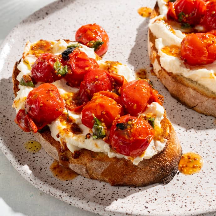 Open-Faced Cherry Tomato Ricotta Sandwich