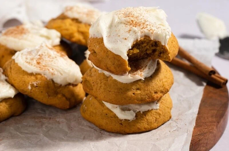 Pumpkin Cookies with Cream Cheese Frosting